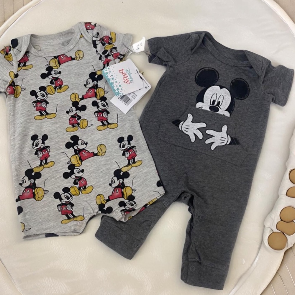 Disney Baby Boys 2-pc. Short Sleeve Mickey Mouse Romper